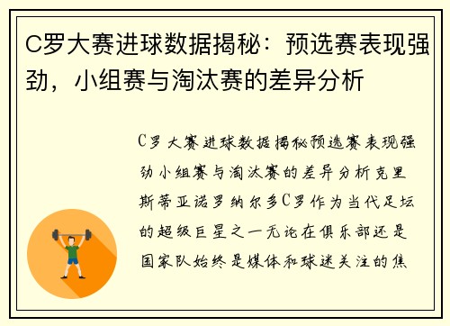C罗大赛进球数据揭秘：预选赛表现强劲，小组赛与淘汰赛的差异分析